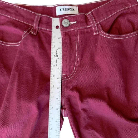 RSQ Women'sSize 26 Low Rise Wide Leg Cargo Jeans Garnet Baggy Y2K - Picture 10 of 12